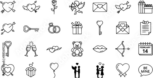 Valentine's Day Icons and Symbols Collection