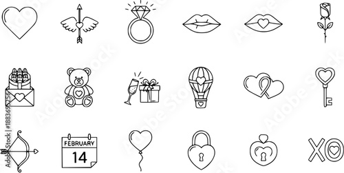 Valentine's Day Icons Set - Love, Romance, Celebration