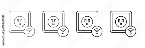 Smart Plug Icons Vector Set In Different Stroke Line Style