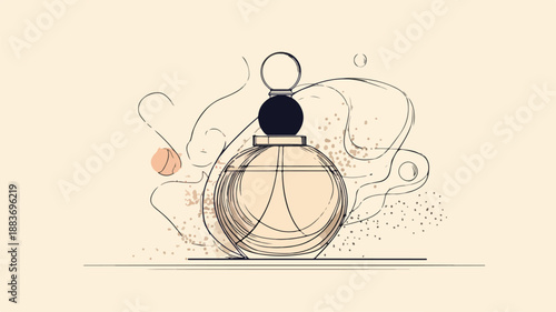 Luxury Perfume Design Concept Vector with Outline Isolated on White Background