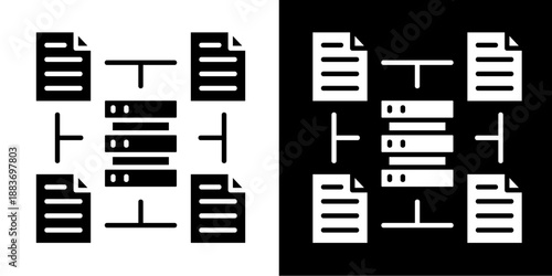 Big Data Icon Set White Glyph Style Collection
