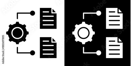 Data Integration Icon Set White Glyph Style Collection
