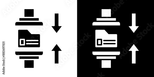 Data Compression Icon Set White Glyph Style Collection
