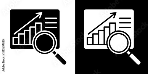 Data Analysis Icon Set White Glyph Style Collection
