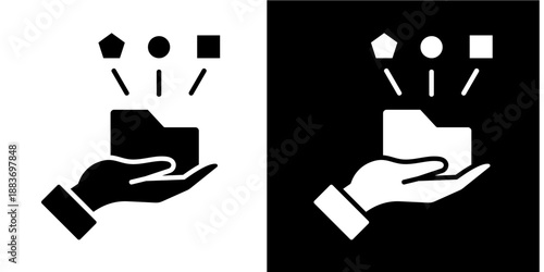 Data Icon Set White Glyph Style Collection
