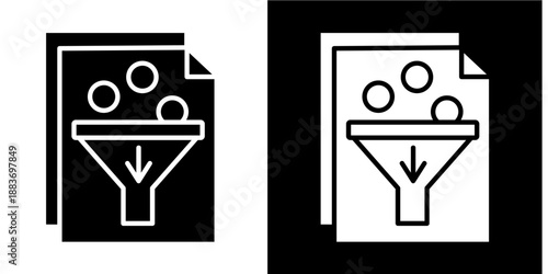Data Filtering Icon Set White Glyph Style Collection
