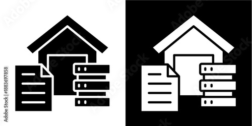 Data Warehouse Icon Set White Glyph Style Collection
