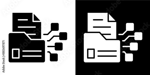 Data Transformation Icon Set White Glyph Style Collection
