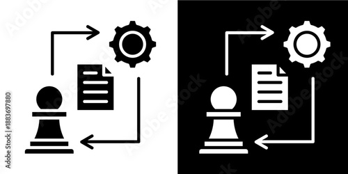 Data Strategy Icon Set White Glyph Style Collection
