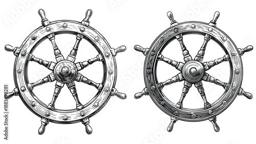 Nautical Ship Wheel Clipart Vector Art and Illustration for Design Projects
