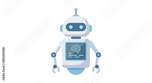 Futuristic robot with artificial intelligence displayed on its screen symbolizing advanced technology and AI innovation