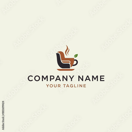 Creative Logo Design Combining a Comfortable Chair and a Steaming Coffee Cup.