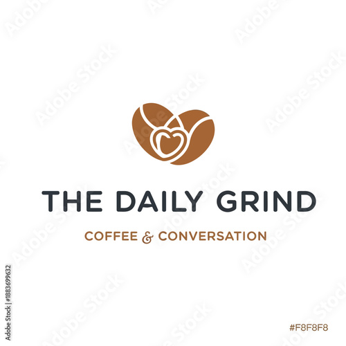 The Daily Grind Coffee and Conversation Logo with Heart Shaped Coffee Bean.