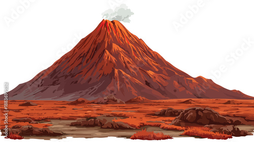 Stunning Volcanic Mountain Landscape Vector Illustration for Creative Projects