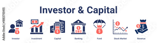 Investor & Capital banner web icon vector illustration concept for business with icon of Investor, Investment, Capital, Banking, Fund, Stock Market.