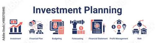 Investment Planning banner web icon vector illustration concept for business with icon of Investment, Financial Plan, Budgeting, Forecasting, Financial Statement, Profit Management.