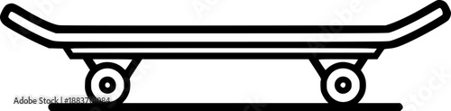 Simple linear skateboard icon: minimalist black and white outline design

