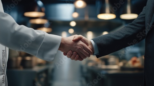 Wallpaper Mural Business Partnership Handshake Inside Professional Restaurant Kitchen Torontodigital.ca