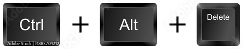 Photography Ctrl Alt Delete keyboard shortcut keys isolated on white background