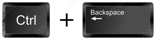 Ctrl Backspace keyboard shortcut key isolated on white background