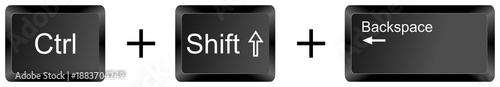 Ctrl Shift Backspace keyboard shortcut keys isolated on white background