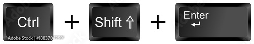 Ctrl Shift Enter keyboard shortcut keys isolated on white background