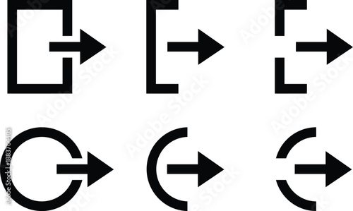 Minimal and clean logout, sign out, exit, refresh, and reload arrow icons set. Suitable for web apps, mobile UI, dashboards, authentication flows, and system navigation interfaces.
