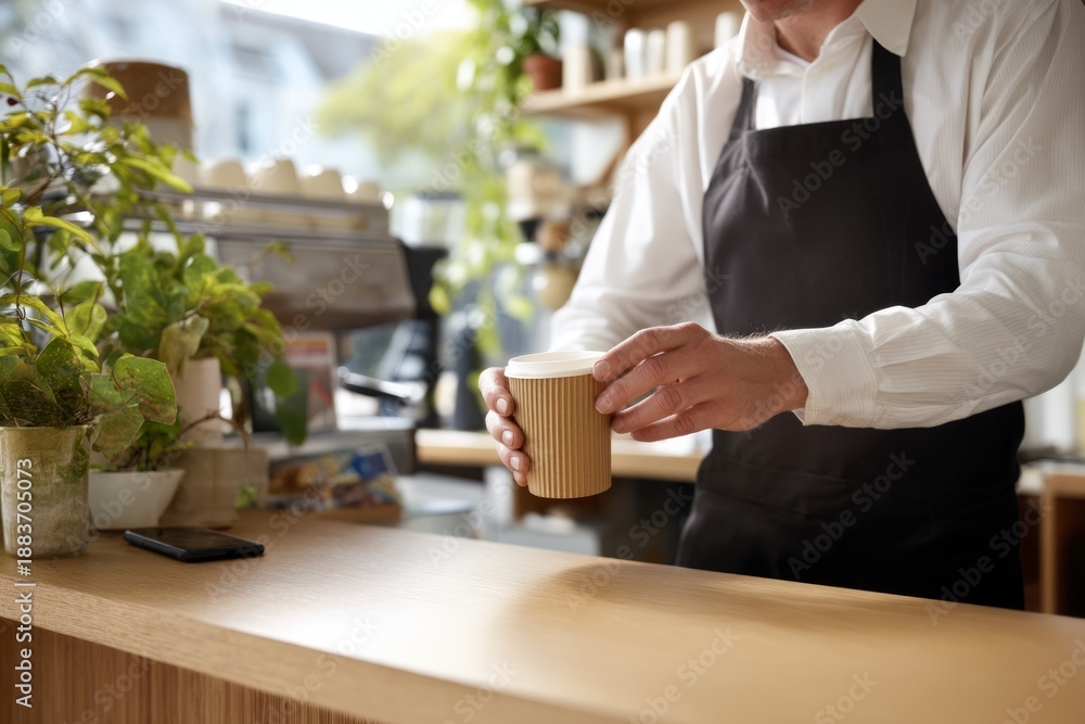 Fototapeta premium Preparing Seasonal Take Away Drink During Autumn with Warm Ambiance