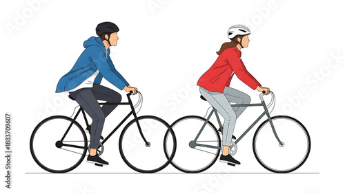 Active individuals embracing a sustainable and healthy lifestyle through urban cycling, promoting fitness, eco-friendly transportation, and outdoor leisure