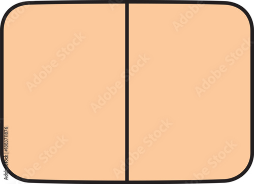 縦に2分割されたシンプルな茶色い湿布のイラスト素材