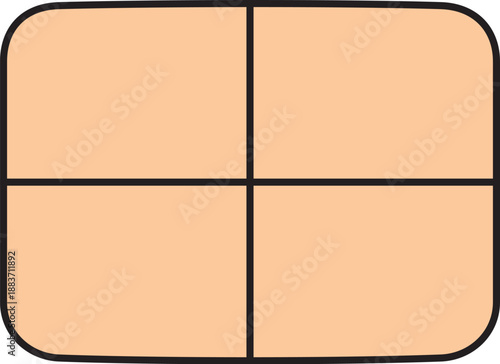 縦横に4分割されたシンプルな茶色い湿布のイラスト素材
