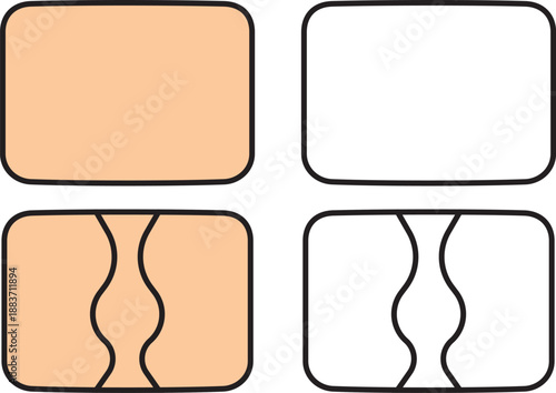 白い湿布と茶色い湿布の基本イラストセット