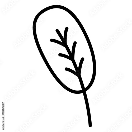 Oval leaf doodle emphasizing rounded leaf form commonly found in nature.