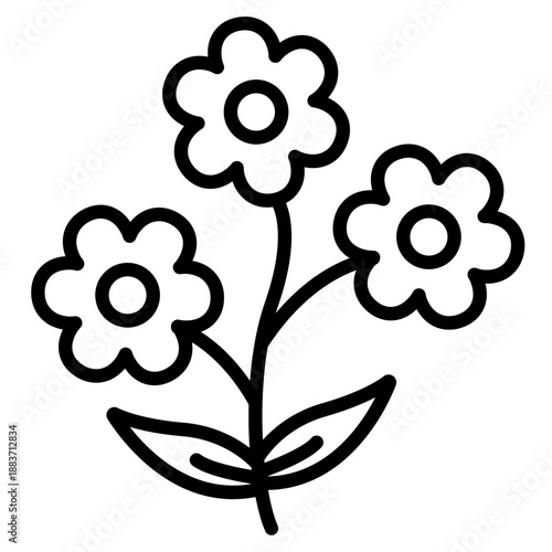 Flower bouquet doodle presenting a small arranged group of flowers.