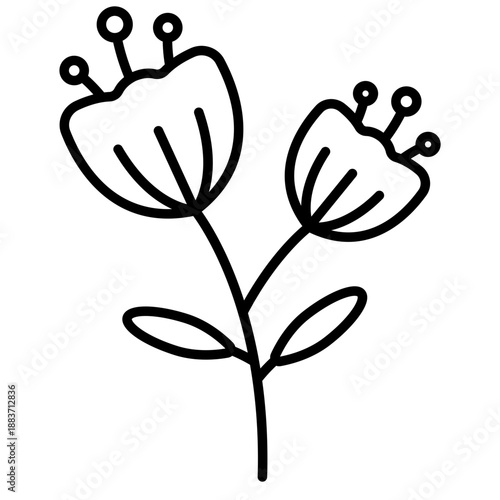 Flower bud doodle capturing an early stage of growth before blooming.