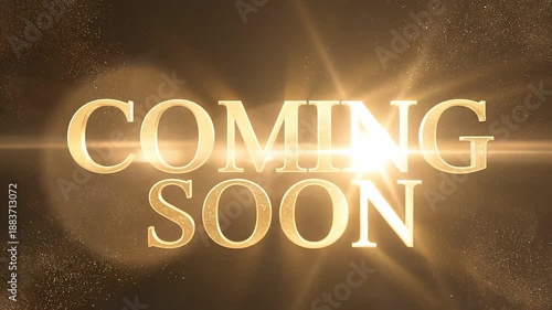 Golden Coming Soon announcement with smoke and glitter effect