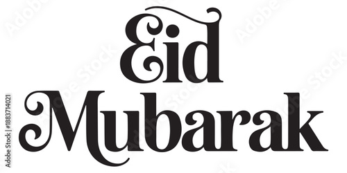 Eid mubarak typography design for islamic holiday celebration with elegant decorative lettering