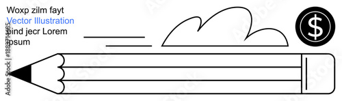 Creativity, money management, innovation, business ideas, design work, profitability. Image shows a pencil with a currency symbol. Creativity and money management concept