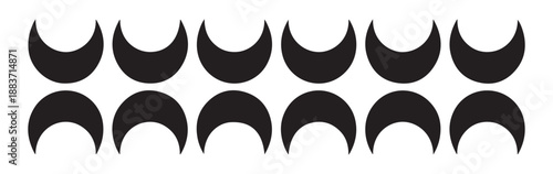 Simple crescent moon shapes pattern design graphic element abstract minimalist art