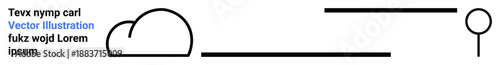 Technology, digital media, communication, design, creativity simplicity. Minimalist design a cloud and text. Technology and digital media concept. Line metaphor. Simple line icons