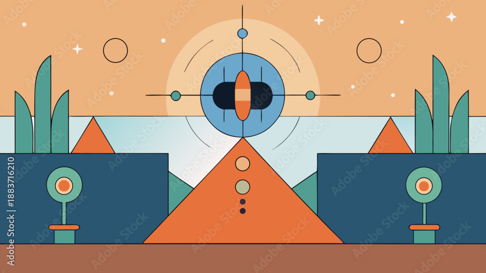 Obraz premium Vector illustration of a lighthouse and house on an abstract background circle design featuring business infographic elements and web icon signs for a website layout template