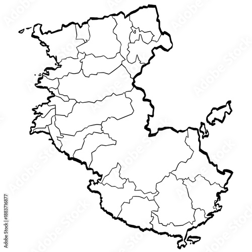 和歌山県地図 筆タッチ 市町村区分 和風 近畿 西日本 / A brushstroke map of Wakayama prefecture 2
