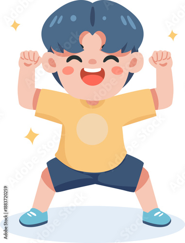 Child Celebrating Victory Illustration