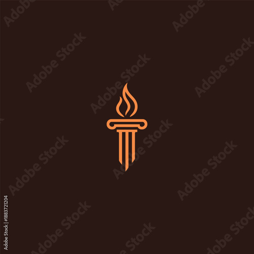 Pillar flame logo in strong and symbolic minimalist design.