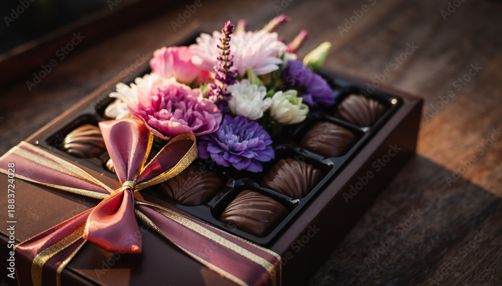 Obraz premium gift box and flowers
