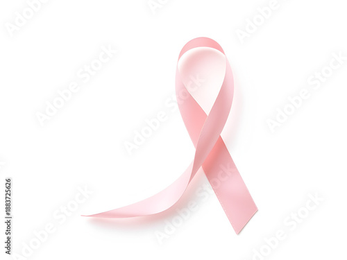 Pink Breast Cancer Awareness Ribbon Symbol on White Background - Vector Illustration