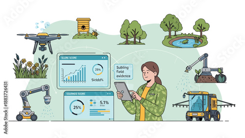 Woman using technology for smart farming and agriculture