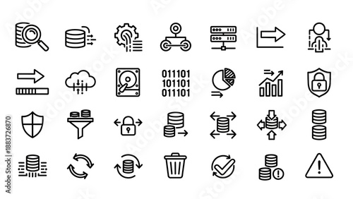 Black and white technology icons set.