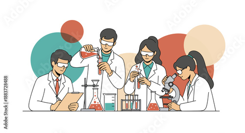 Group of Laboratory Scientists Conducting Experiments Together.
