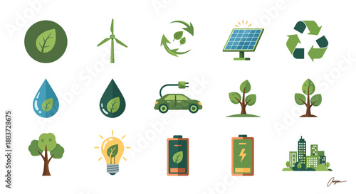 Set of Eco Friendly Environmental Icons.